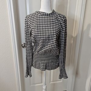 H&M Black and White Gingham Blouse